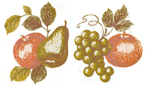 Apples, Grapes, Pear - 2 pc set