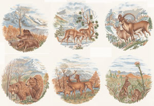 Deer, Bear, Wild Boar, Rabbit, Sheep - 6 PC. SET