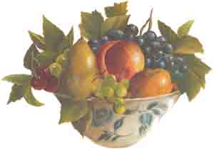 Fruit Bowl Mural Grapes, Peach,Apple, Pears, Cherries