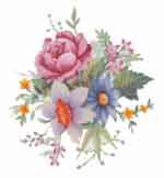 Spring Flower Bouquet of  Roses, Blue Daisy,Dafffodil l Bits