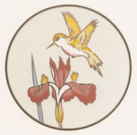Iris and Hummingbird with Gold