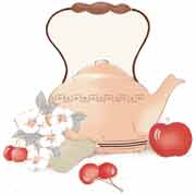 Tea Pot with Cherries Bits