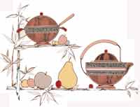 Bamboo Tea Pot and Coffee Pot , Fruit  with Bright Gold