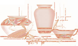 GOLD and Pink Pastel Pottery with Corn