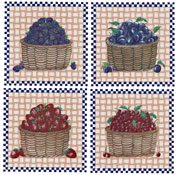 Berry Bowl Accent Set 4 piece  Strawberries, Blueberries, Blackberries, Cherries