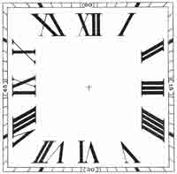 Square  Clock Face - Black Roman Numberals