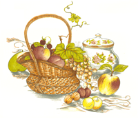 Basket of Fruit - Grapes, Plums, Berries