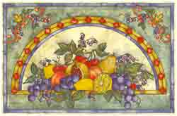 Decorative Fruit Mural - Peach, Pear, Grapes, Lemon