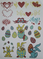 Easter Colored Eggs, Bunny Rabbits, Hearts