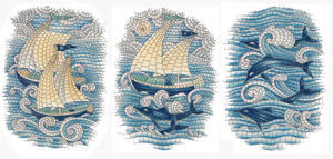Sailing Ship and Dolphin Accents 3 piece