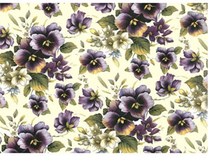 Overall Design - Pansies Chintz Ivory Background