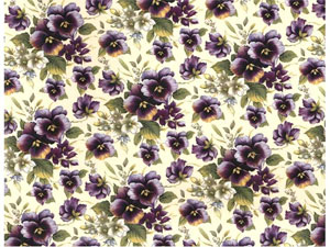 Overall Design - Pansies Chintz Ivory Background