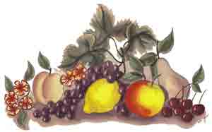 Fruit Mural Cherries, Peach, Apples, lemon, Grapes, Pear