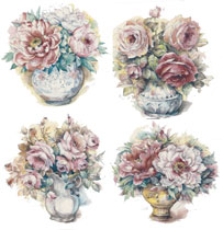 Rose and Peonies Set of 4