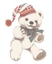 Winter Bear with Hearts on Hat