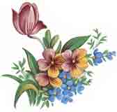 Tulips Bouquet, yellow and blue flowers
