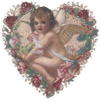 Cherubs in Hearts with Roses