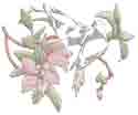 DOVES with BRANCH AND PINK FLOWERS