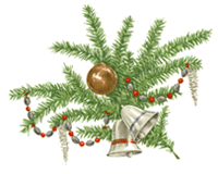 Pine Bough Christmas Bells Ornaments