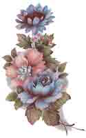 Blue and Pink Roses, Sunflower - 6 pcs. per sheet