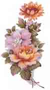 Pink, Yellow Mauve Roses, Sunflower - 6 PCS. per sheet