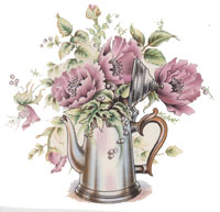 Silver Coffee Pot with Flowers