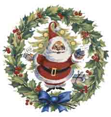 HOLLY WREATH with SANTA