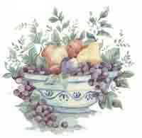 Pastel Fruit Bowl - Apples, Pear, Plum, Grapes Mural