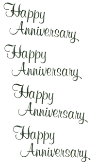 HAPPY ANNIVERSARY BLACK 4 PER SHEET