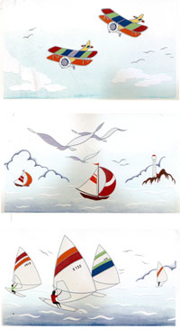 Sailboats, Airplanes - 3 PC SET