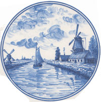 Blue Delft Designs Windmills, Cottages Sailboats