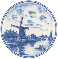Blue Delft Designs Windmills, Cottages Sailboats