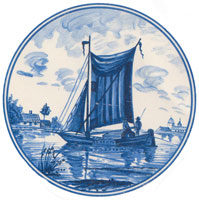 Blue Delft Designs Windmills, Cottages Sailboats