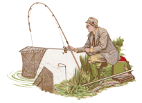 Fisherman, Net, Fishing Pole