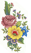 Pink, Yellow and Blue Flowers