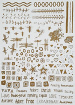 LUSTRE BRIGHT GOLD Stars,Bees, Dragonflies, Hearts, Shapes, Circles